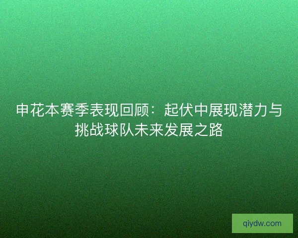 申花本赛季表现回顾：起伏中展现潜力与挑战球队未来发展之路